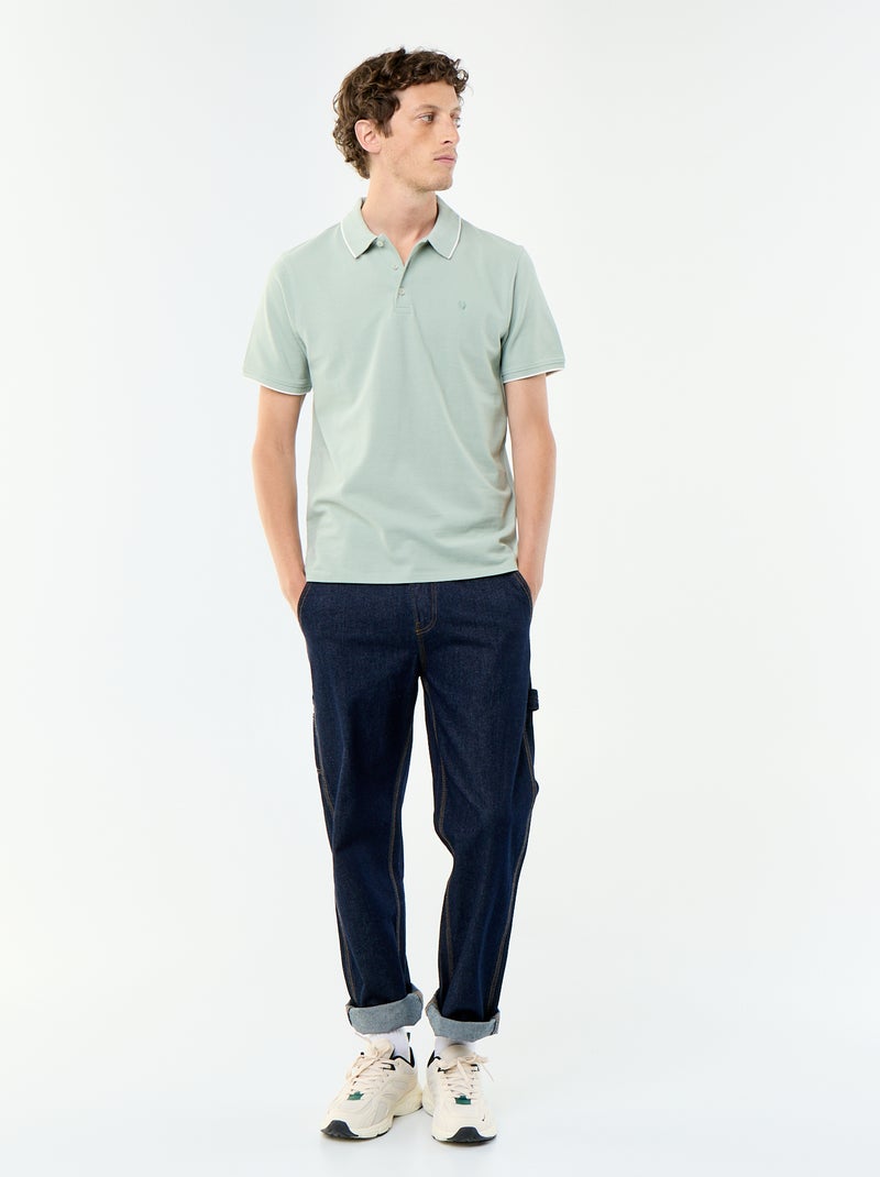 Polo en piqué  de coton Vert - Kiabi