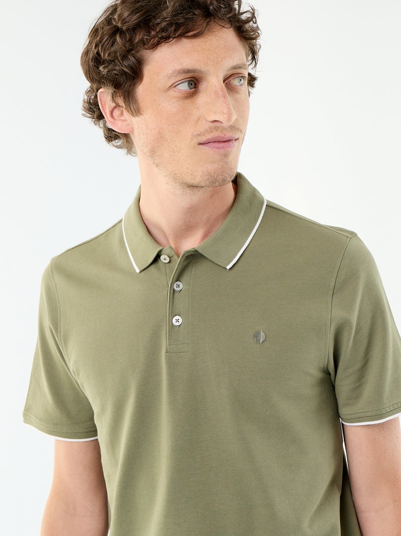 Polo en piqué  de coton Vert - Kiabi