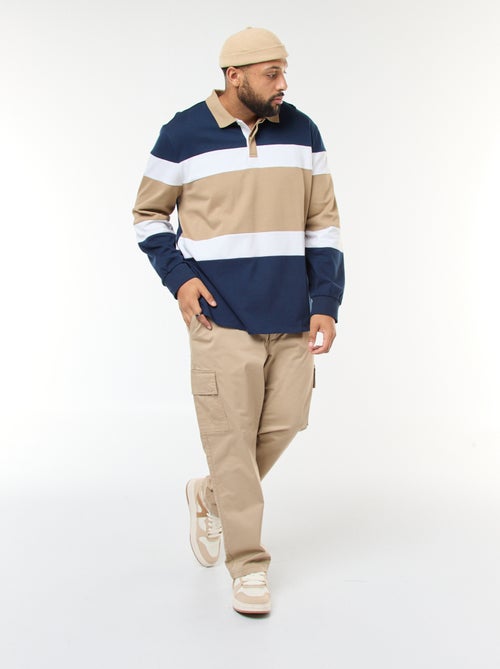 Polo esprit color block à manches longues - Kiabi
