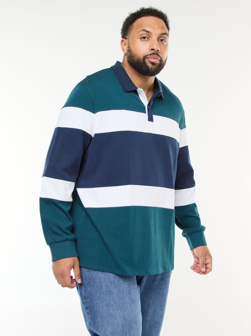 Polo esprit color block à manches longues - Kiabi