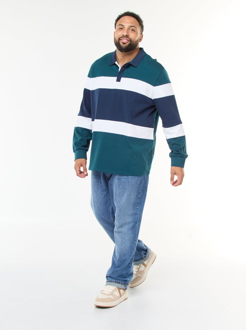 Polo esprit color block à manches longues - Kiabi