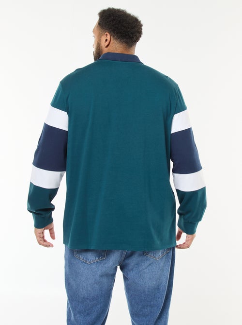 Polo esprit color block à manches longues - Kiabi