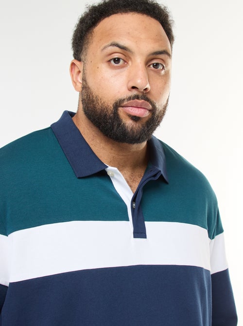 Polo esprit color block à manches longues - Kiabi