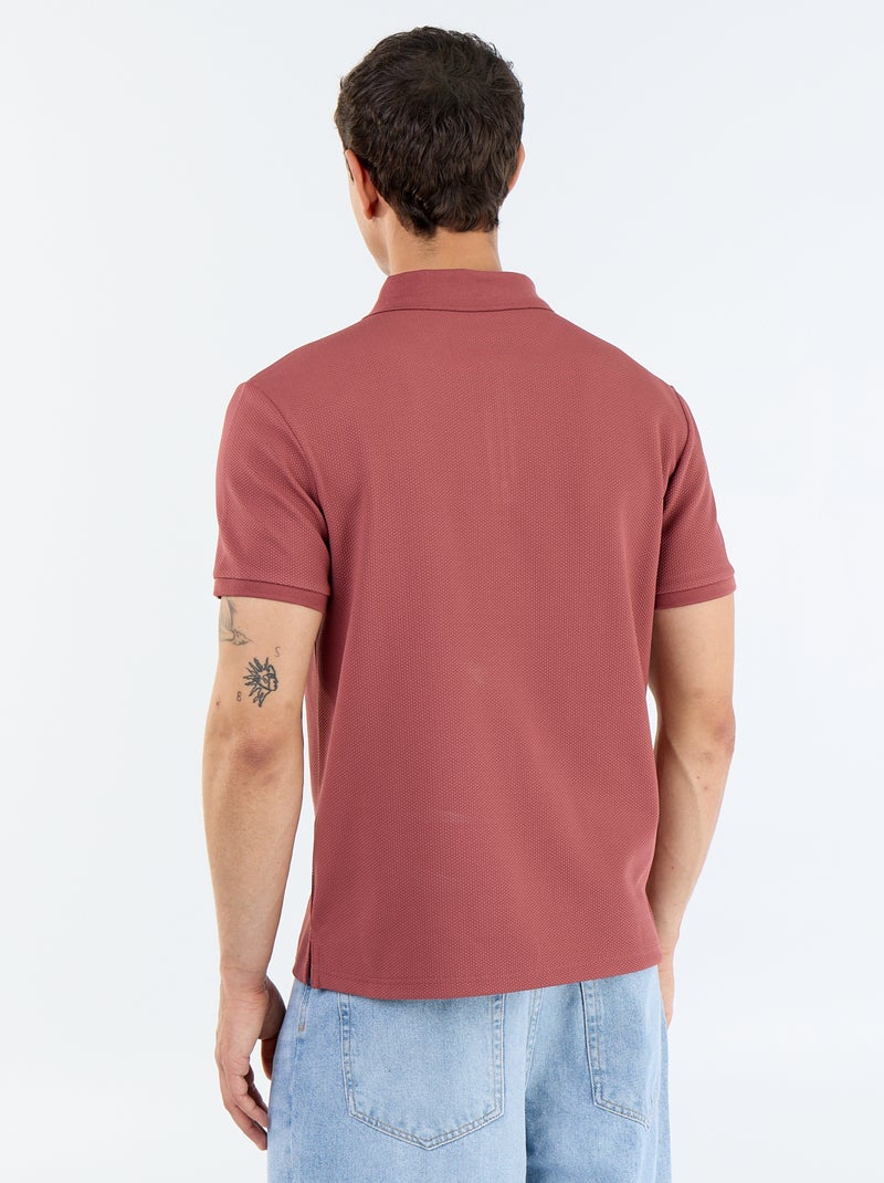 Polo homme à manches courtes avec zip en maille nid d'abeille Rouge - Kiabi