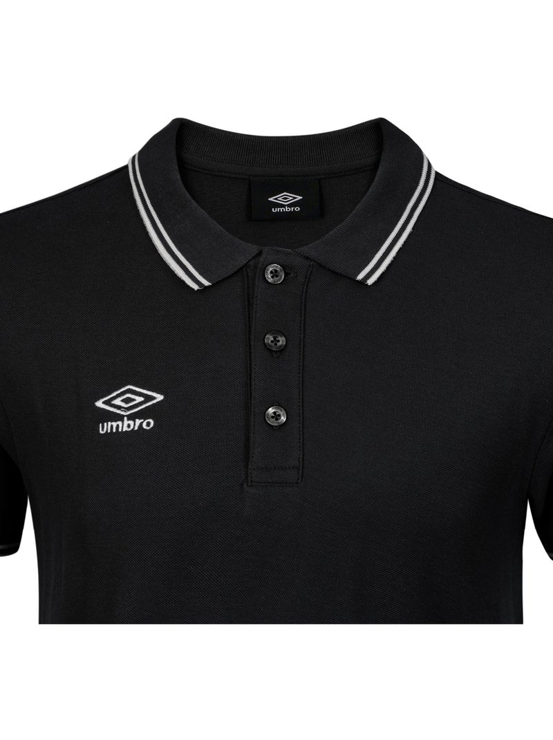 Polo homme bicolore en coton pique avec logo brodé  umbro Noir - Kiabi