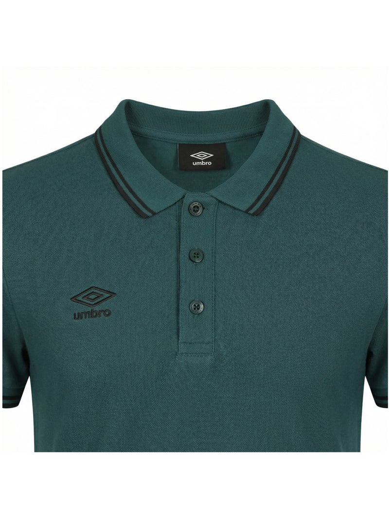 Polo homme bicolore en coton pique avec logo brodé  umbro Vert - Kiabi