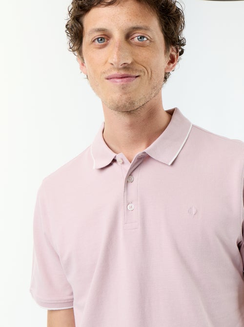 Polo homme en coton à broderie poitrine - Kiabi