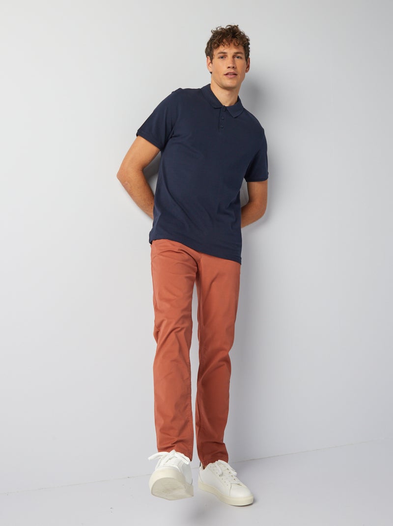 Polo homme en coton biologique à manches courtes uni Marine - Kiabi