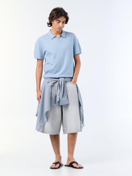 Polo homme en coton uni à manches courtes - Kiabi