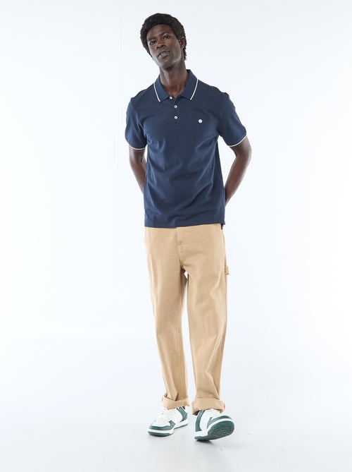 Polo Homme en coton uni à manches courtes - Kiabi
