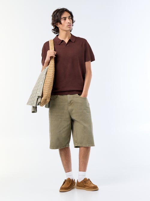Polo homme en coton uni - Kiabi