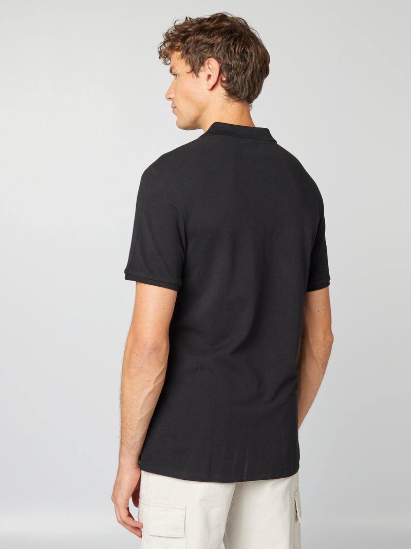 Polo homme en maille piquée à manches courtes Noir - Kiabi