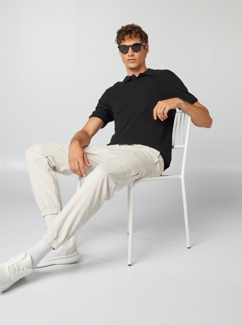 Polo homme en piqué de coton biologique Noir - Kiabi
