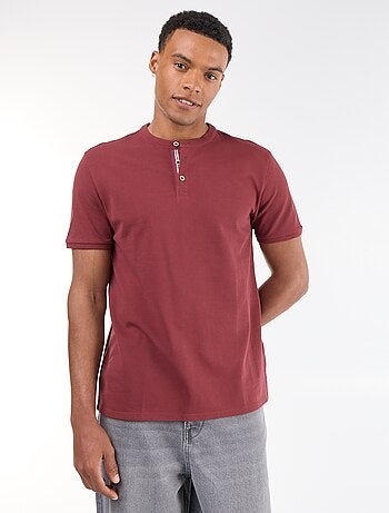 Polo en maille piquée homme à col tunisien