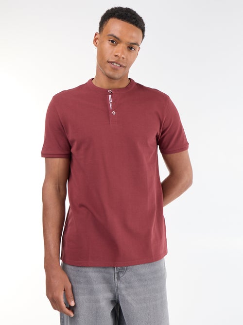 Polo homme uni en maille piquée à col tunisien - Kiabi Polo homme uni en maille piquée à col tunisien - Kiabi