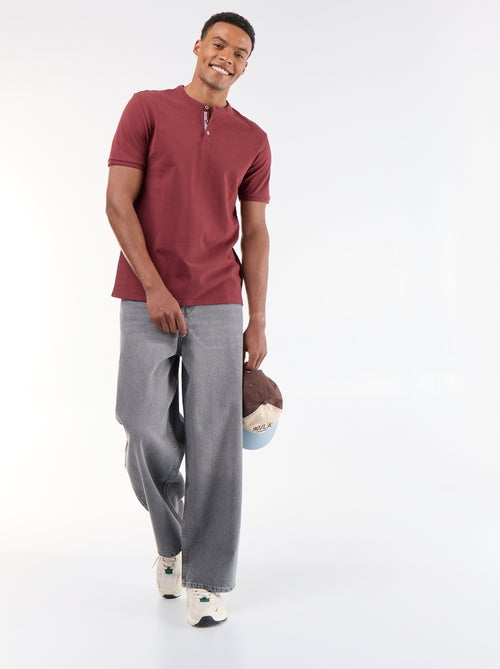 Polo homme uni en maille piquée à col tunisien - Kiabi Polo homme uni en maille piquée à col tunisien - Kiabi