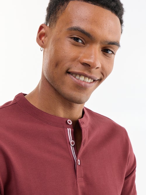 Polo homme uni en maille piquée à col tunisien - Kiabi Polo homme uni en maille piquée à col tunisien - Kiabi