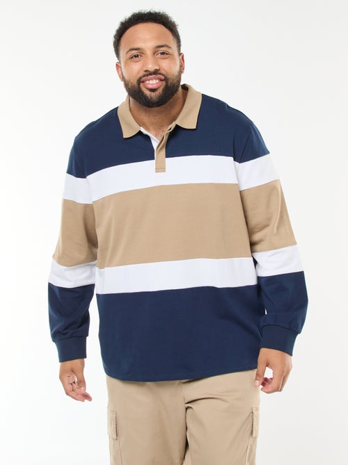 Polo in colorblock-stijl met lange mouwen - Kiabi