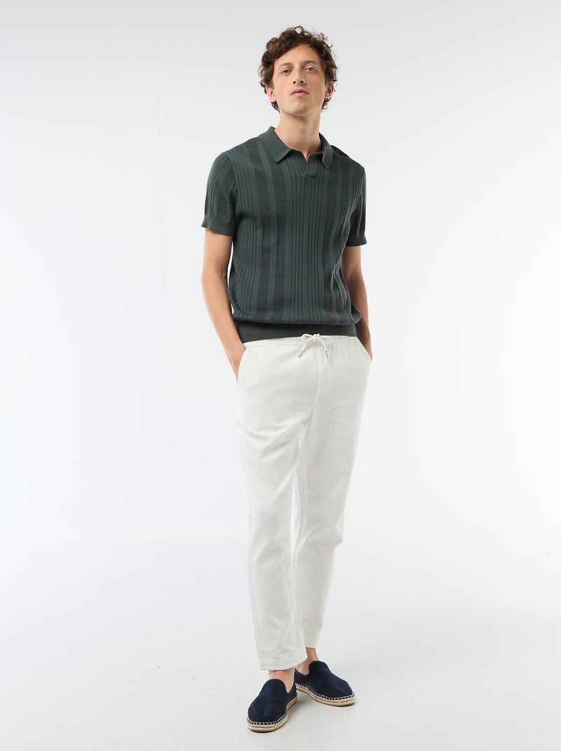 Polo in jerseytricot met tricot-effect Groen - Kiabi