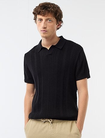 Polo in jerseytricot met tricot-effect