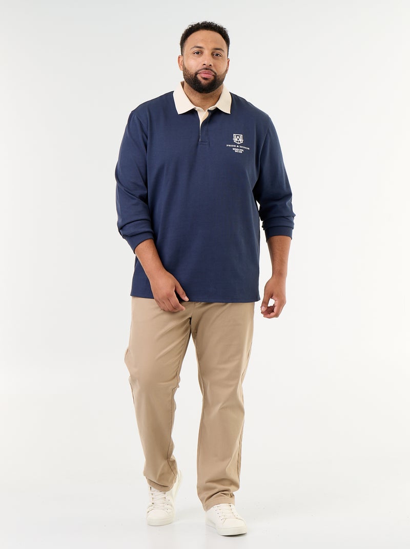 Polo in rugbystijl met lange mouwen Blauw - Kiabi