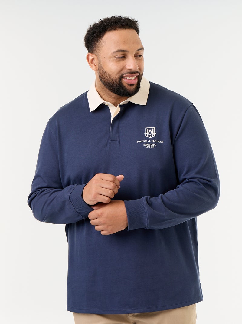 Polo in rugbystijl met lange mouwen Blauw - Kiabi