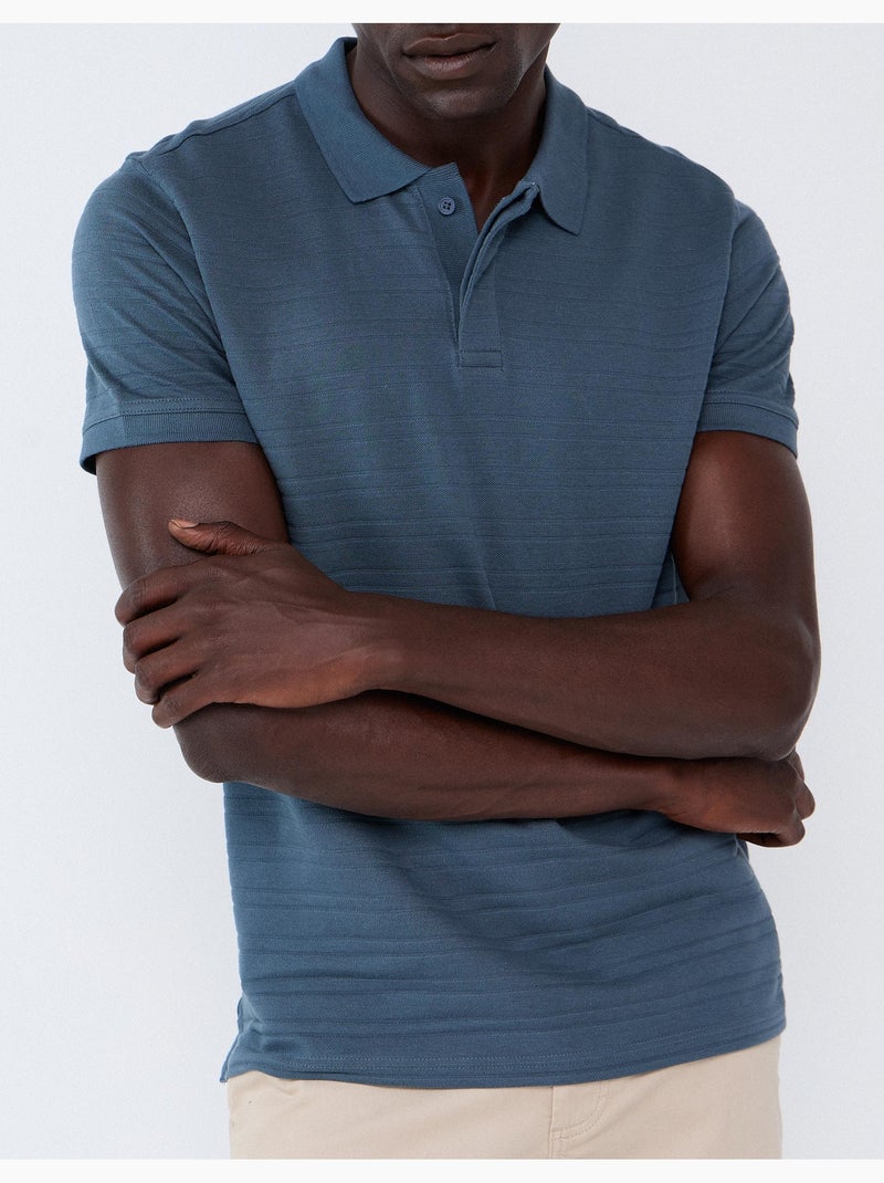Polo jacquard, mo fashion Bleu - Kiabi