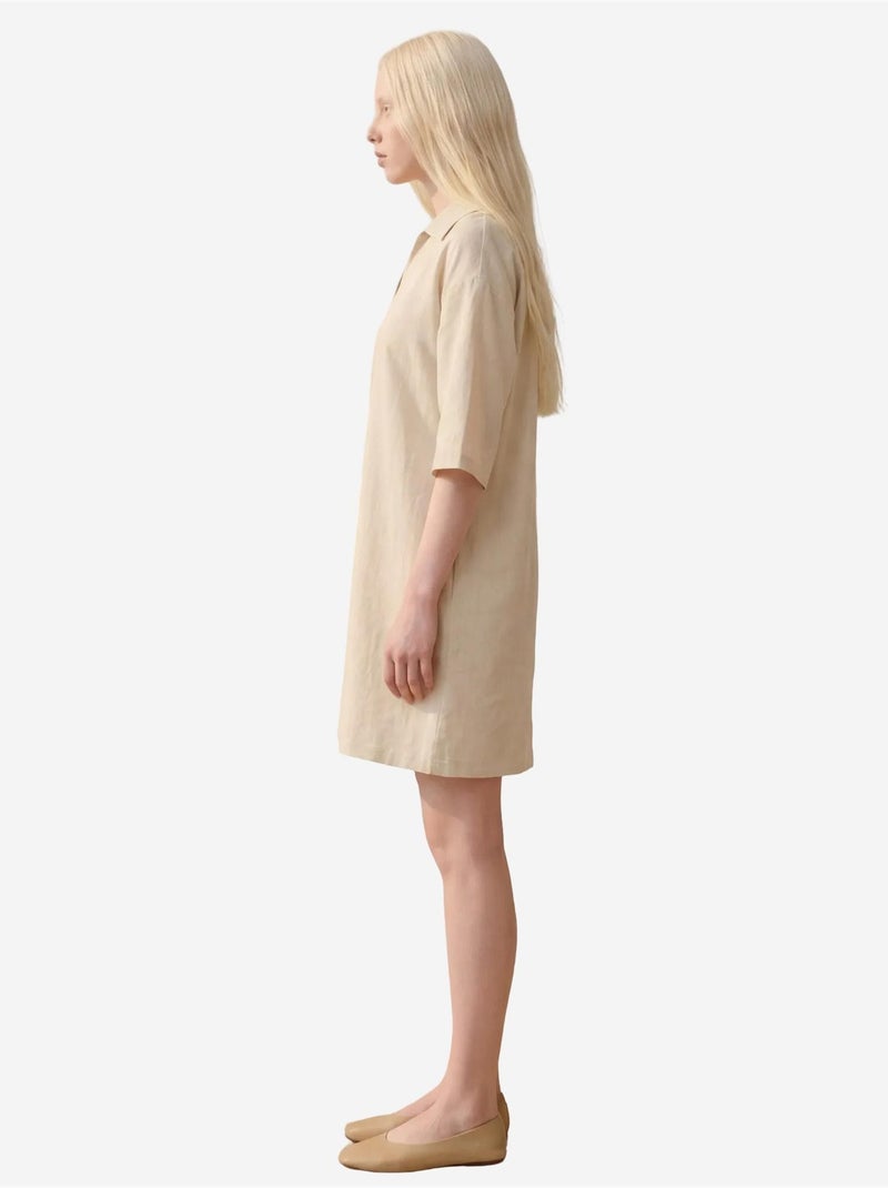 Polo-kraag mini-jurk met driekwartmouwen my fashion Klei-beige - Kiabi