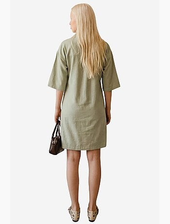 Polo-kraag mini-jurk met driekwartmouwen my fashion