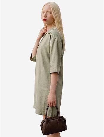Polo-kraag mini-jurk met driekwartmouwen my fashion