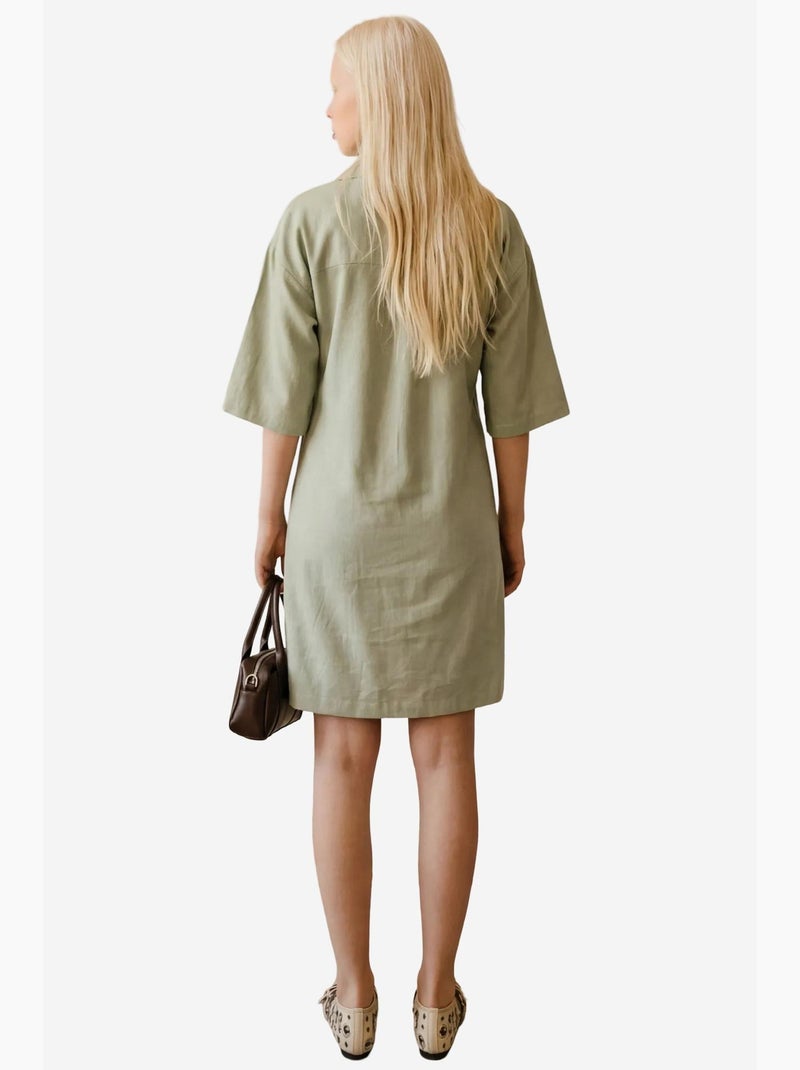 Polo-kraag mini-jurk met driekwartmouwen my fashion Muntgroen - Kiabi