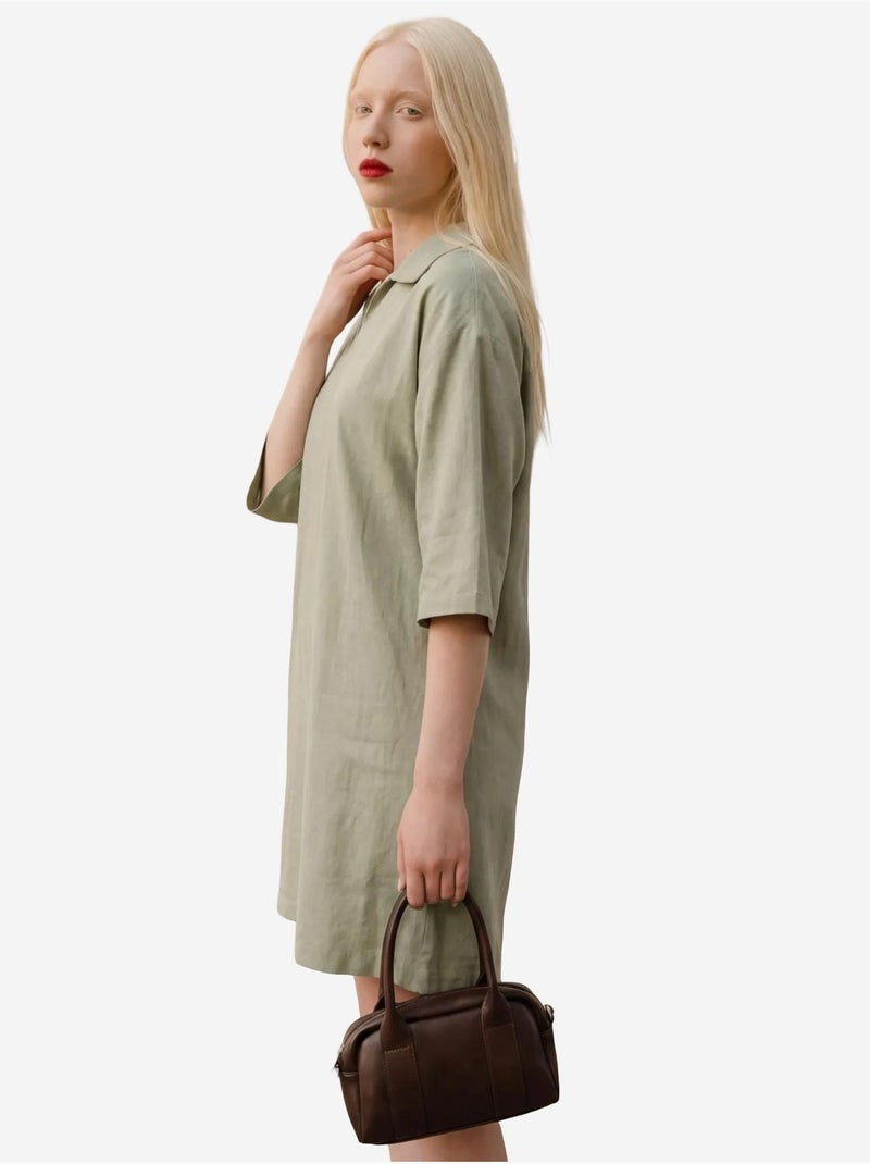 Polo-kraag mini-jurk met driekwartmouwen my fashion Muntgroen - Kiabi