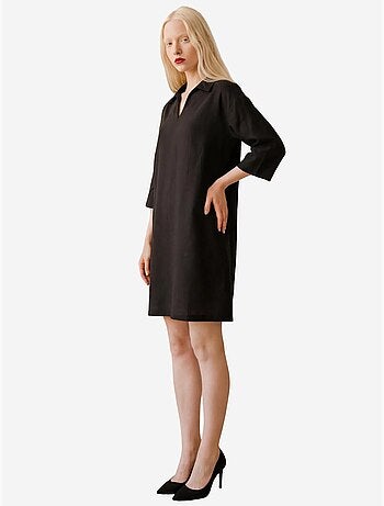 Polo-kraag mini-jurk met driekwartmouwen my fashion
