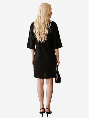 Polo-kraag mini-jurk met driekwartmouwen my fashion