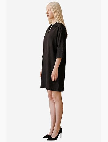 Polo-kraag mini-jurk met driekwartmouwen my fashion