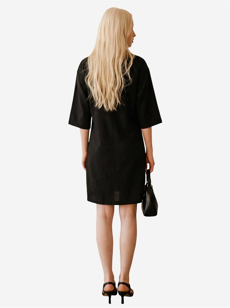 Polo-kraag mini-jurk met driekwartmouwen my fashion Zwart - Kiabi