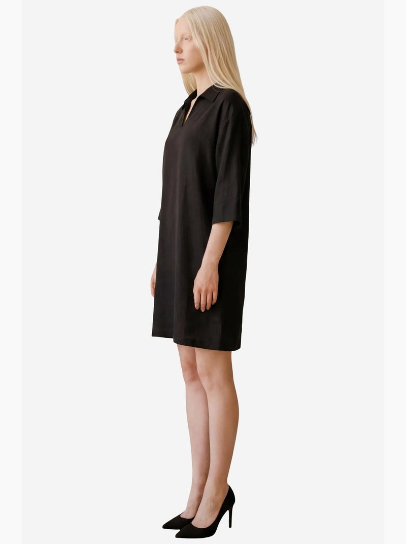Polo-kraag mini-jurk met driekwartmouwen my fashion Zwart - Kiabi