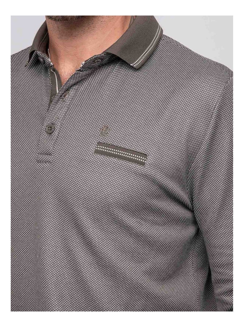 Polo maille jacquard palypso Kaki - Kiabi
