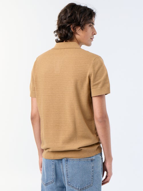 Polo manches courtes à maille ajourée - Kiabi