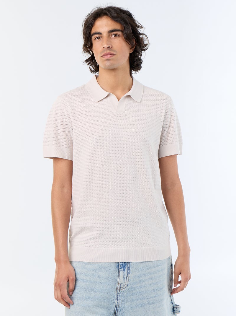 Polo manches courtes à maille ajourée Gris - Kiabi