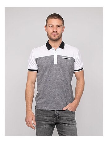 Polo manches courtes coton bicolore poplino