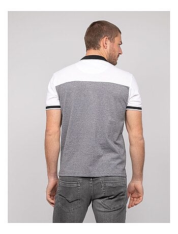 Polo manches courtes coton bicolore poplino