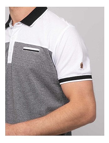 Polo manches courtes coton bicolore poplino