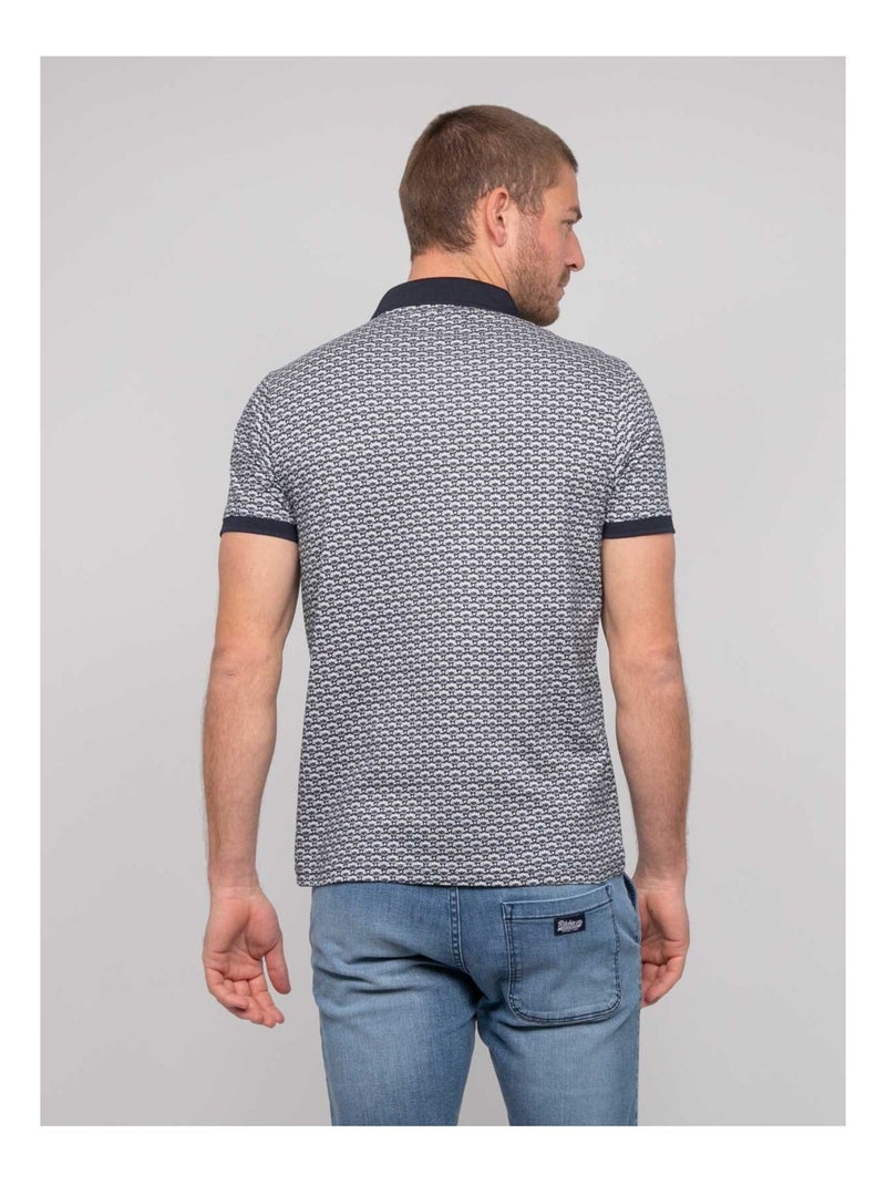 Polo manches courtes coton motifs palaina Bleu marine - Kiabi
