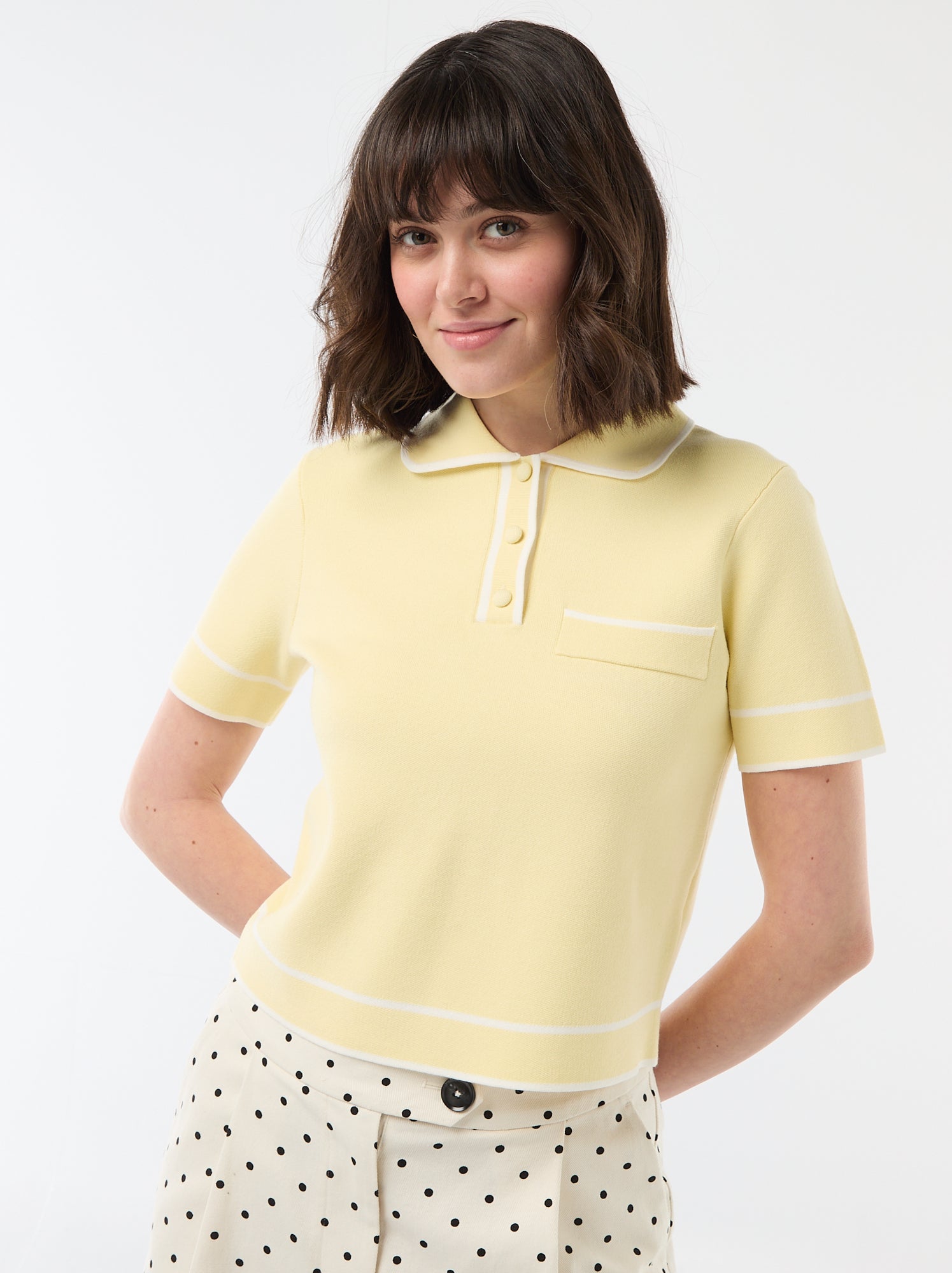 Chemisier à pois col bénitier - Femme | MANGO OUTLET France métropolitaine