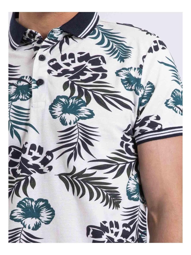 Polo manches courtes motifs pabana Blanc - Kiabi