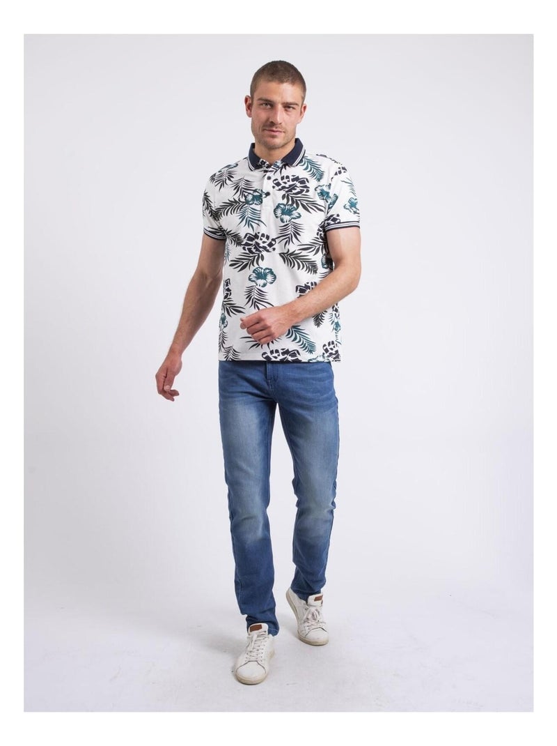 Polo manches courtes motifs pabana Blanc - Kiabi