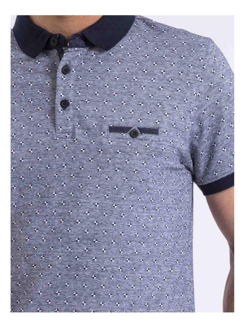 Polo manches courtes motifs paramadi Bleu marine - Kiabi