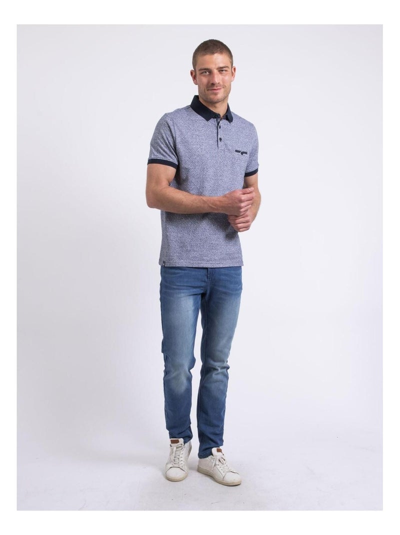 Polo manches courtes motifs paramadi Bleu marine - Kiabi