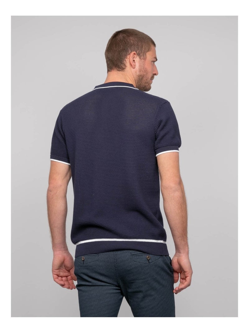 Polo manches courtes pur coton alfa Bleu marine - Kiabi